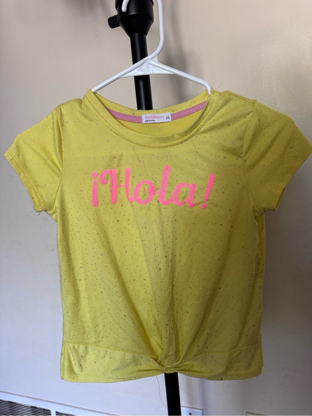 Girls' Yellow ¡Hola! Short Sleeve Graphic Tee - Youth